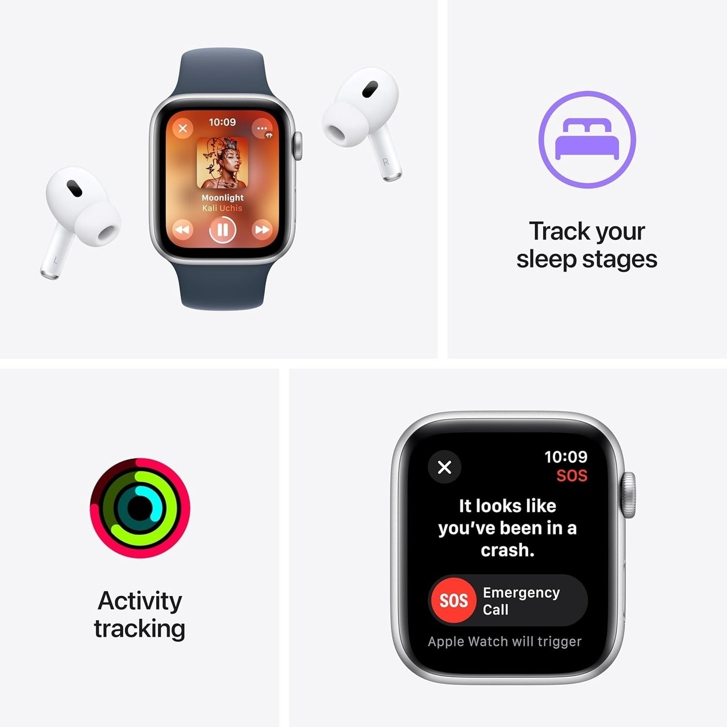 Apple Watch SE 2nd Gen GPS 44mm Midnight Case M/L Sport Band Midnight MRE93LL/A