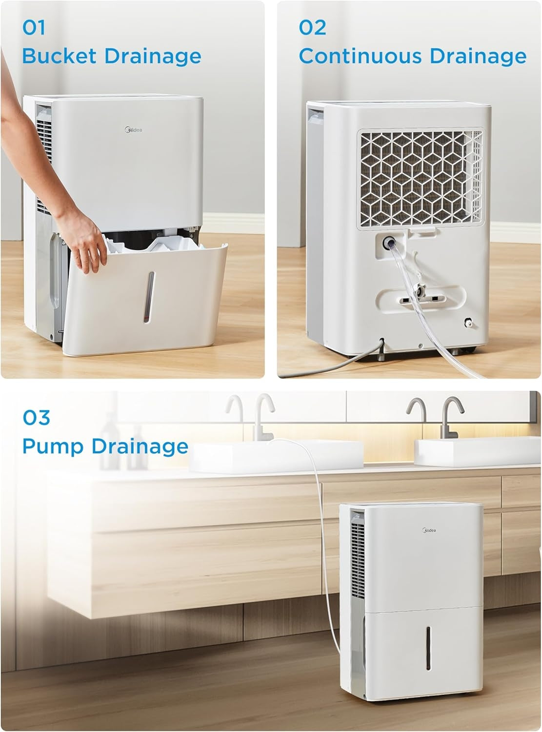 Midea 50 pt. EasyDry Dehumidifier with Built-in Pump for spaces up to 4,500 sq. ft. MAD50P1AWS