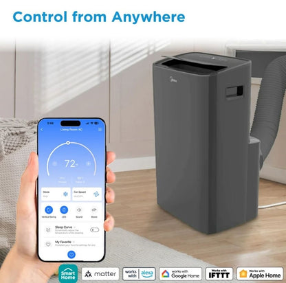 Midea 10,000 BTU Smart Portable Air Conditioner w/ Heat 450 sq ft MAP10HS1XWGR-T