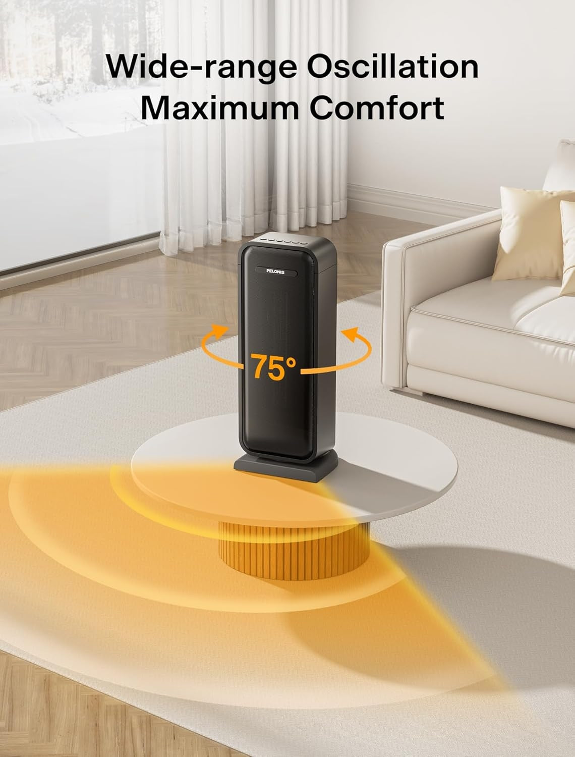 Pelonis 1500W Ceramic Space Heater Indoor with 75° Oscillation & Remote PSH17CD2ABB
