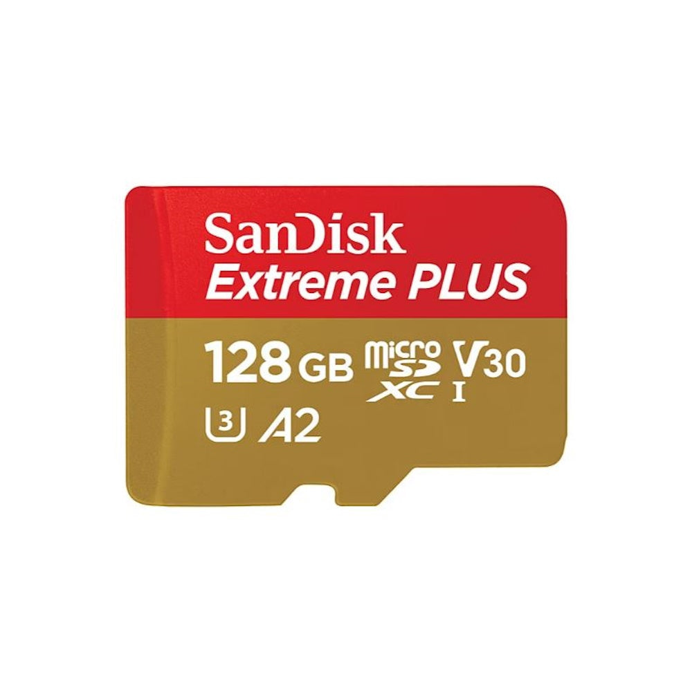 SanDisk Extreme PLUS microSDXC UHS-I card, 128GB, with A2 Performance SDSQXBD-128G-AJLMA
