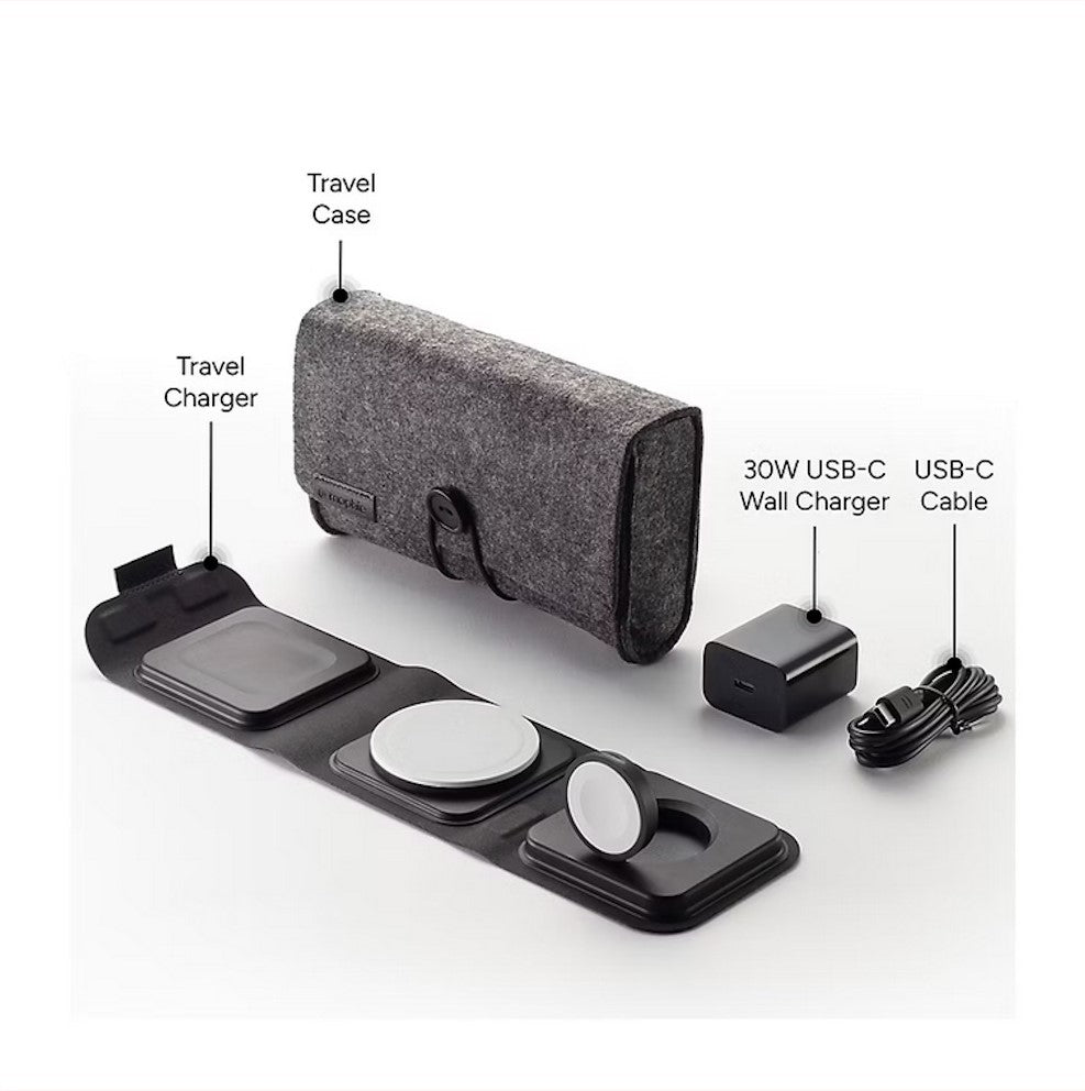Mophie 3-in-1 Travel Charger with MagSafe 15W, Charge Up to 3 Devices Simultaneously, Designed for travel - WRLS-TRIFOLD-MS-WATCH-A