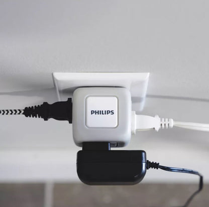 Philips 3-Outlet Grounded Cube Tap with Surge Protection - Gray: Outlet Extender Adapter