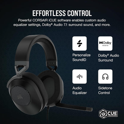 CORSAIR - HS65 SURROUND Wired Gaming Headset for PC, PS5, and PS4 - Black CA-9011270