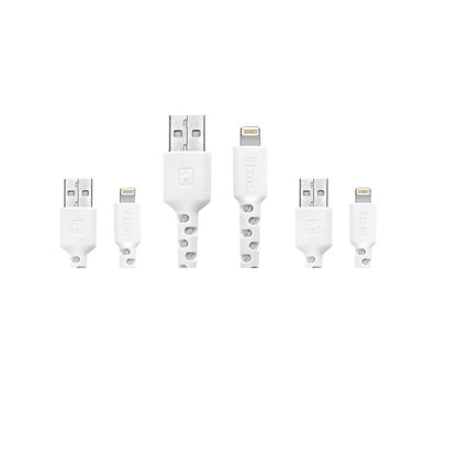 iHome TPE Light-n-ing cable to USB-A Nylon Braided Charging Cable Silicone Wrap 3 pk