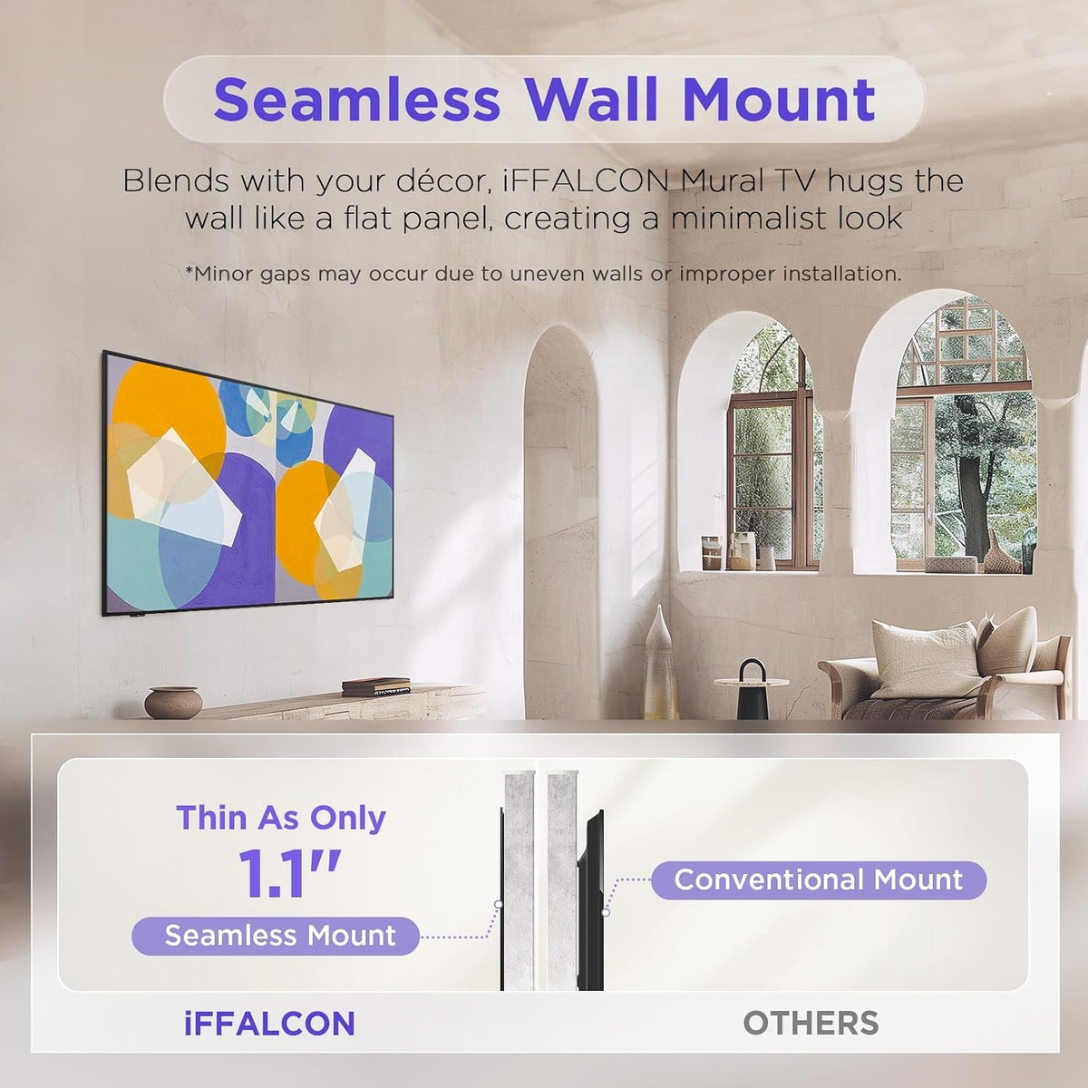 iFFALCON 55-Inch Class QLED 4K 144Hz F75 Smart TV, Ultra-Slim 1.1'' Floating Picture Frame TV 55F75