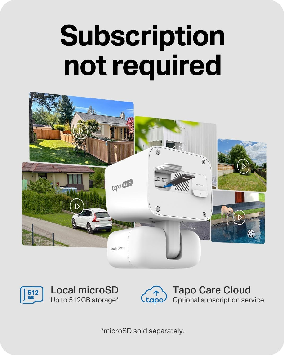 TP-Link Tapo C645D Solar-Powered Outdoor Dual Lens Pan & Tilt Security Camera Kit with Night Vision & Spotlights
