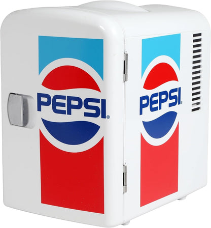 Curtis MIS138PEP Pepsi Retro, Mini Portable Fridge Cooler, 4 Liter 6x 12 oz Cans, White