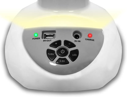 Technical Pro Portable 12" Rechargeable Oscillating Tabletop Fan with 9 Speeds Controls, LED Night light and Powerbank
