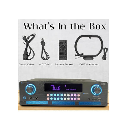 Technical Pro RX506H 2000-Watt Bluetooth Stereo Power Amplifier with AM/FM Radio