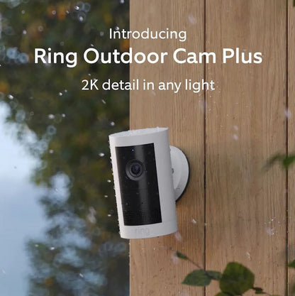 Ring Outdoor Cam Plus, Battery with 2K Video and Ring Vision, Low-Light Sight, and Mount-Anywhere Versatility White