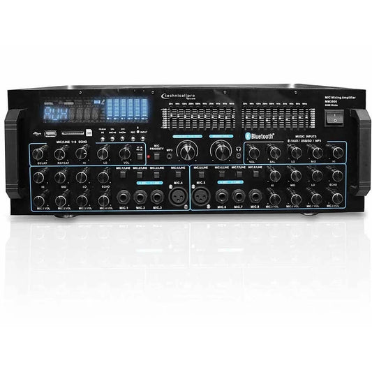 Technical Pro - MM3000 Pro Bluetooth Mic Mixing Amplifier - Black
