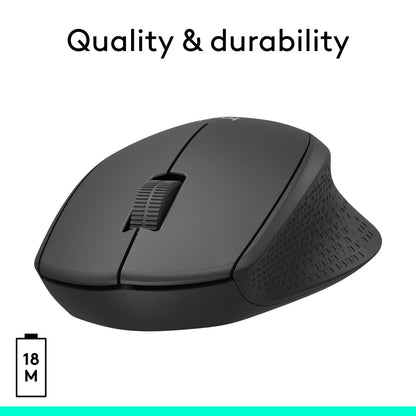 Logitech M330 Silent Plus Full Size 2.4 GHz Wireless Mouse - Black 910-004905