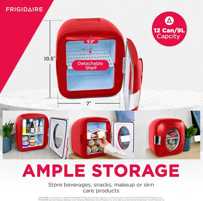 Frigidaire Portable Retro 12-Can Mini Fridge Holds 12 cans/9 liters EFMIS462-RED-C2