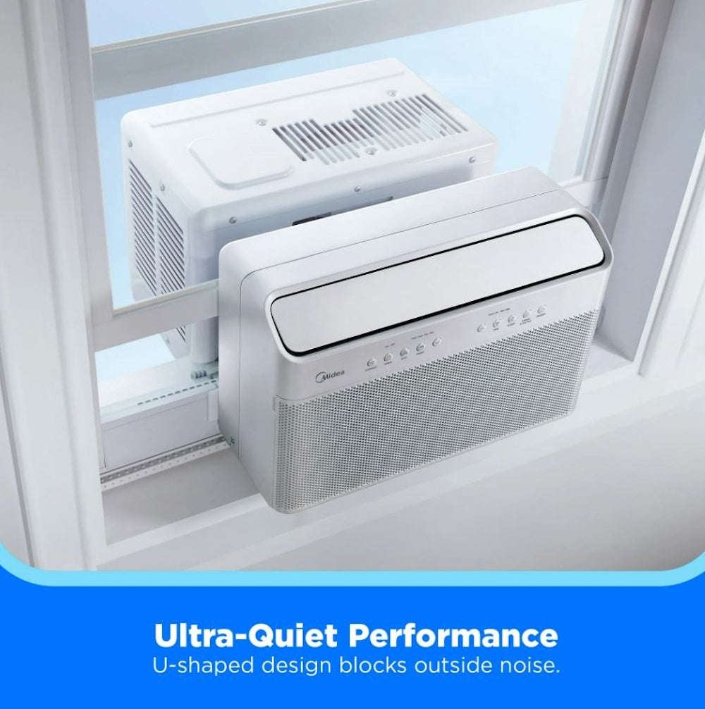 Midea 8,000 BTU Smart Inverter U-Shaped Window Air Conditioner, up to 350 sq ft, Inverter technology / variable‑speed compressor - MAW08W1QWT