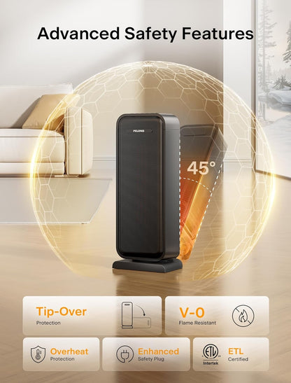 Pelonis 1500W Ceramic Space Heater Indoor with 75° Oscillation & Remote PSH17CD2ABB