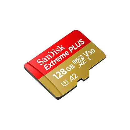 SanDisk Extreme PLUS microSDXC UHS-I card, 128GB, with A2 Performance SDSQXBD-128G-AJLMA