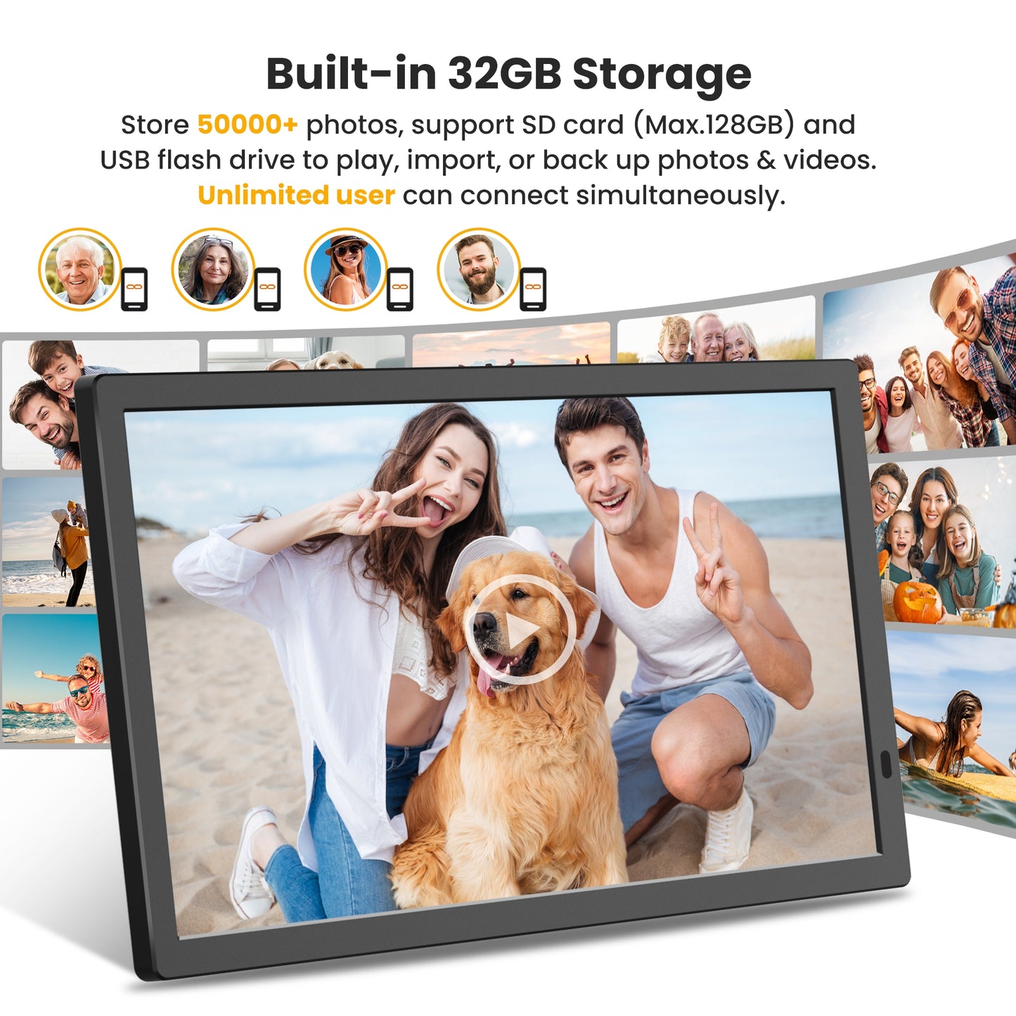 Proscan Elite 21.5” Wi-Fi Digital Picture Frame 32 GB Memory PEDPF2156