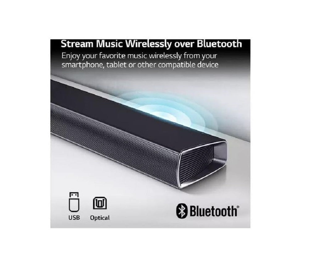 LG SQC1 2.1 Ch 160W Soundbar Bluetooth w/ Wireless Subwoofer - Black