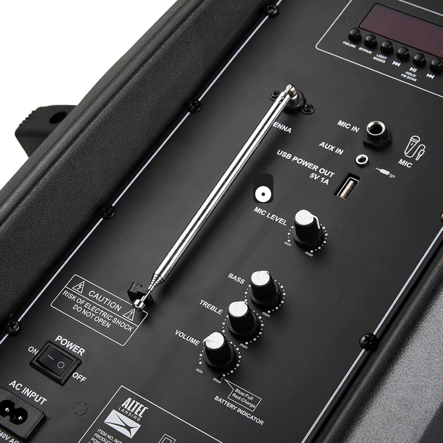 Altec Lansing SoundRover Wireless Tailgate Speaker, 7 LED lights, Portable Design, Black - IMT7002