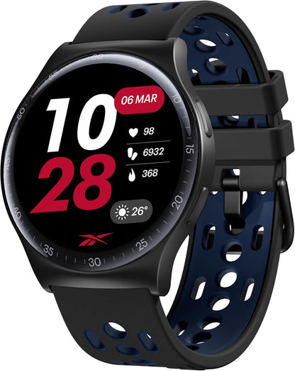Reebok - PULSE Smartwatch with 1.43" AMOLED Display, 10-Day Battery Life, 80+ Sport Modes - Midnight Steel RPUS1-GG-US