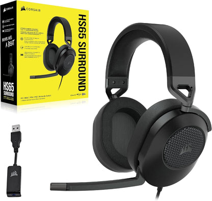 CORSAIR - HS65 SURROUND Wired Gaming Headset for PC, PS5, and PS4 - Black CA-9011270