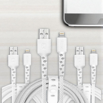 iHome TPE Light-n-ing cable to USB-A Nylon Braided Charging Cable Silicone Wrap 3 pk