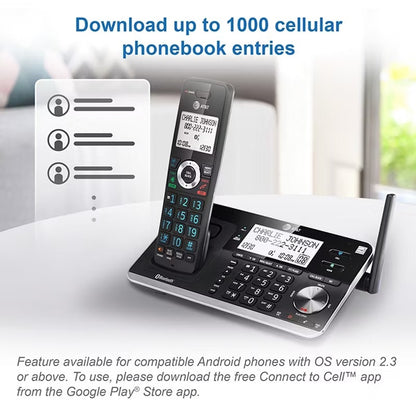 AT&T 4-Handset Cordless Phone with Unsurpassed Range with Bluetooth Connect to Cell and Smart Call Blocker and Answering System DLP73450
