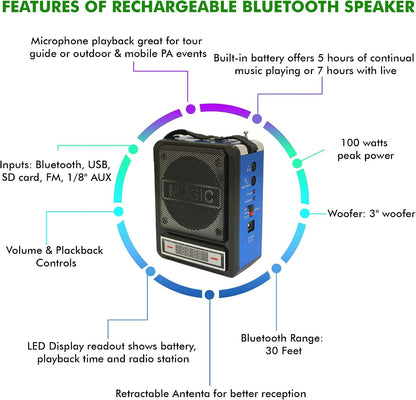 Technical Pro WASP100 Wireless Rechargeable Speaker and Headset Mic