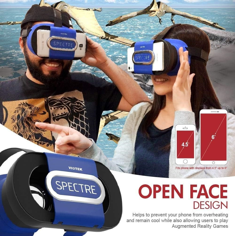 VIOTEK Spectre Folding Virtual Reality VR Headset Phone Accessory - Lightweight Glasses with Collapsible Case SPE-A01