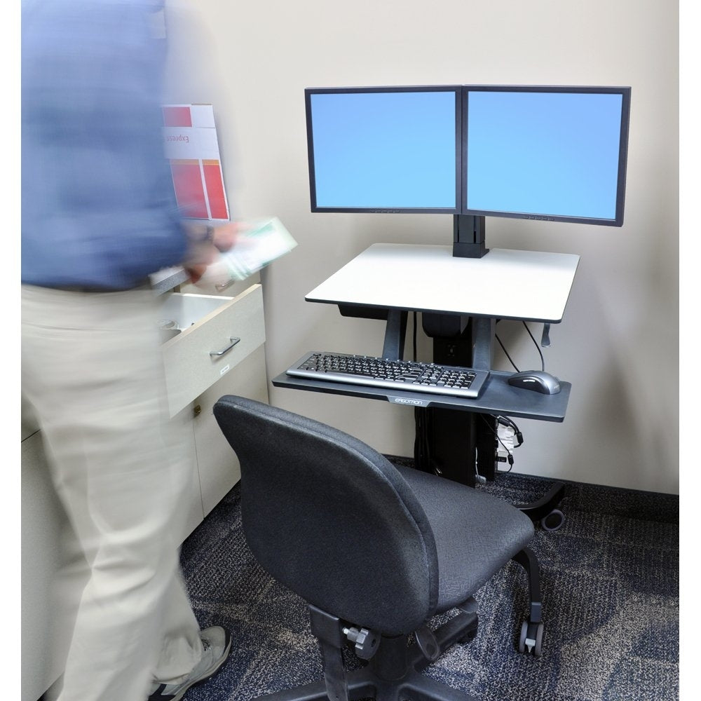 Ergotron – WorkFit-C Dual Monitor Mobile Standing Desk for 2 Monitors Up to 24 Inches 24-214-085
