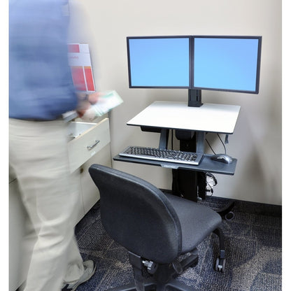 Ergotron – WorkFit-C Dual Monitor Mobile Standing Desk for 2 Monitors Up to 24 Inches 24-214-085
