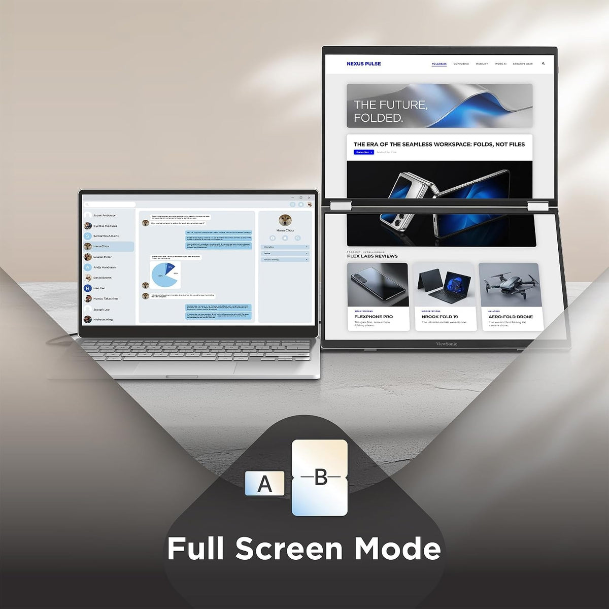 ViewSonic VG1457 14" 1920 x 1200 60 Hz Foldable IPS WUXGA Dual-Screen Portable Monitor