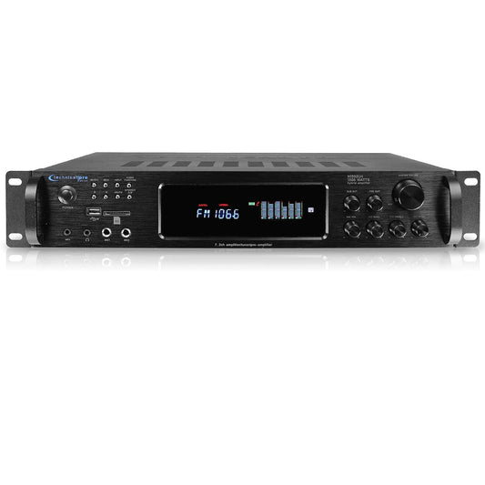 Technical Pro 1500 Watt Bluetooth Home Stereo Amplifier, Digital Hybrid Multi Channel | Preamp, Tuner with USB and SD Inputs H1502URBT