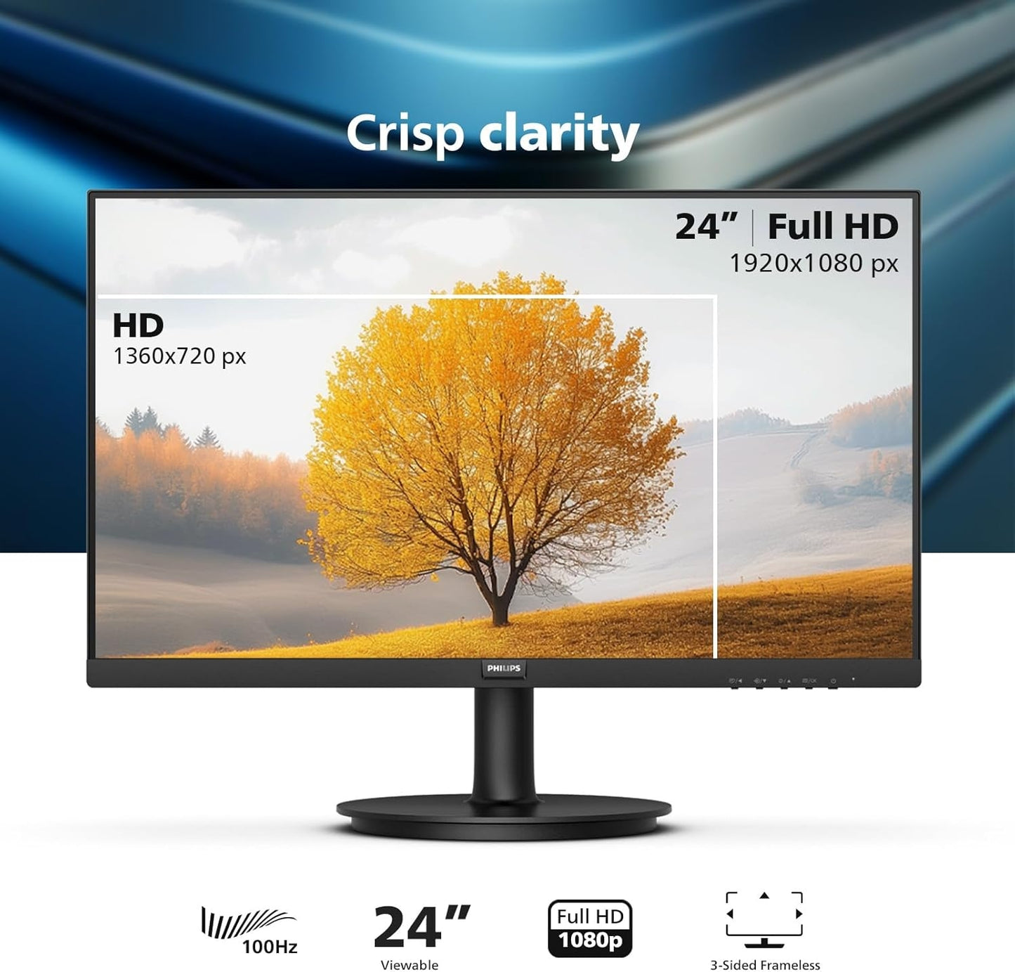 Philips 24 Inch Computer Monitor FHD 100Hz 1920×1080, 4ms, HDMI 1.4, 241V8LB