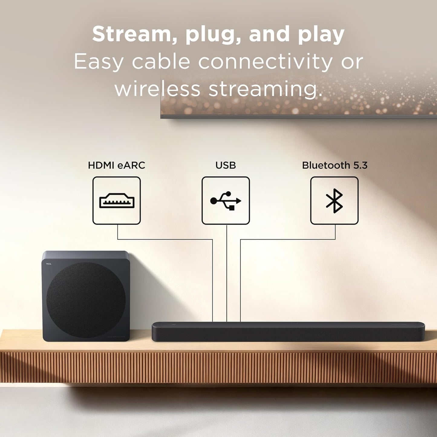TCL - A65K 3.1.2 Channel Designer Series Sound Bar System with Wireless Subwoofer - Black