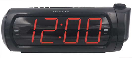 Proscan PCR1245-USB 1.8-In. LED Jumbo-Digit Projection Dual-Alarm Clock Radio with USB Charging