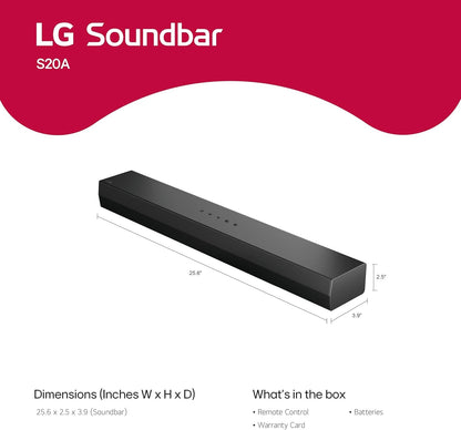 LG 2.0-Channel S20A Soundbar with Built-in Woofer, DTS Digital Surround, Bluetooth Connectivity Black