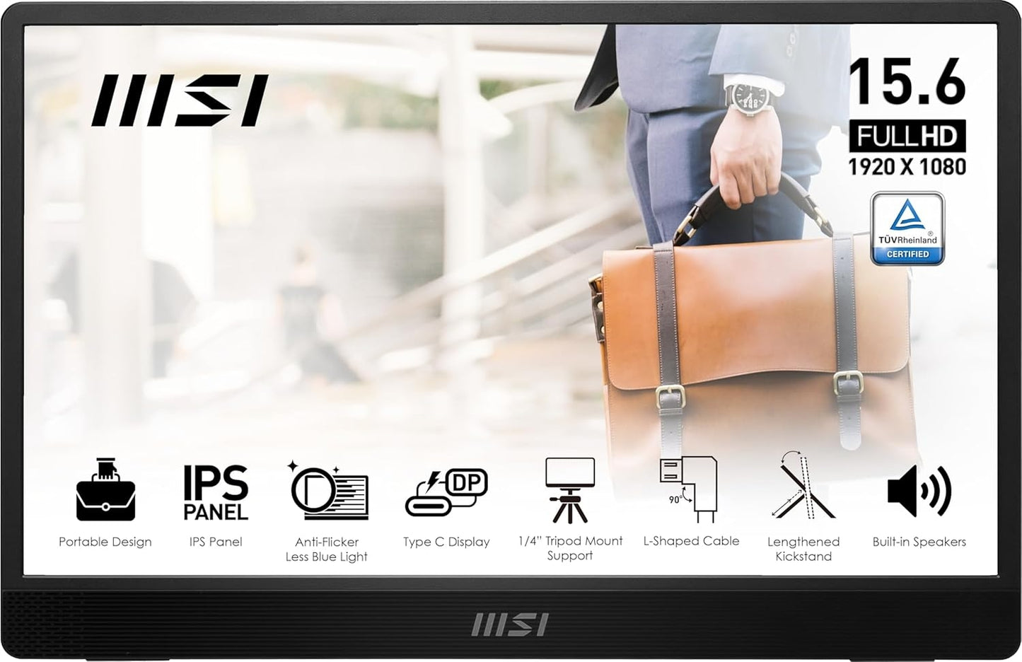 MSI 16" Full HD LED Monitor ProMP161E2U 1920 x 1080, 60Hz,4ms - Black/Silver PROMP161E2U