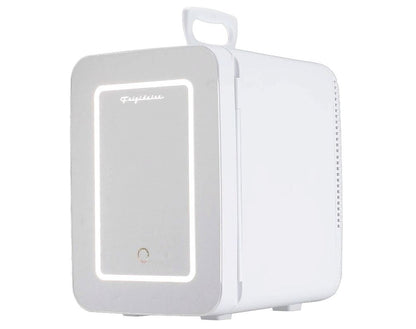 Frigidaire 9-Can/6.5L Mini Portable Fridge Lighted Mirror Door EFMIS170-WHITE, Includes 110V home power cord & 12V DC car adapter