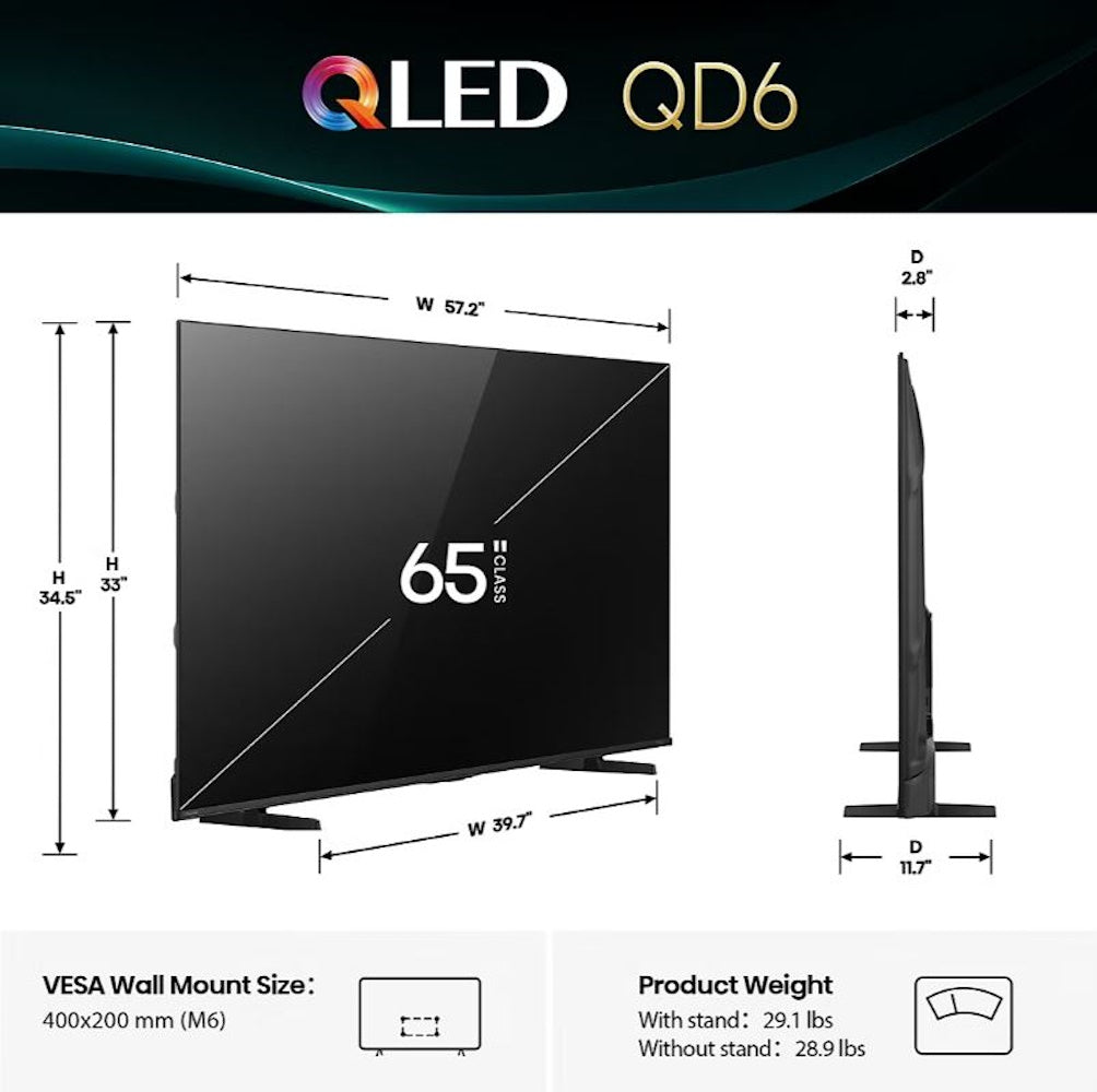 Hisense 65" QD6 QLED 4K UHD Smart Fire TV 65QD65QFB