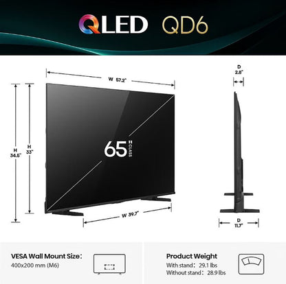 Hisense 65" QD6 QLED 4K UHD Smart Fire TV 65QD65QFB