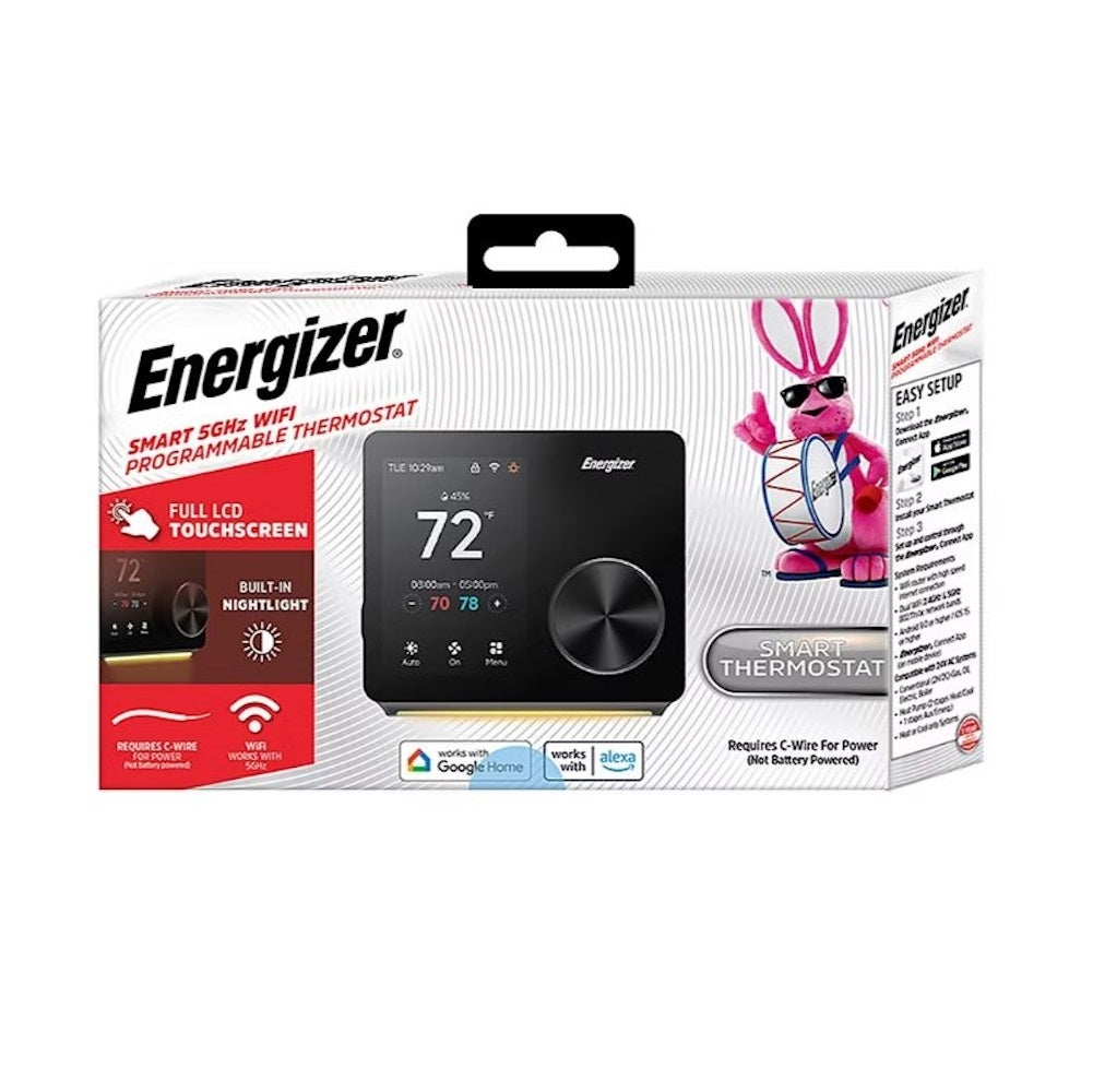 Energizer Connect Smart 5GHz Smart 3.5" Touchscreen Thermostat ETC6-1001-BLK