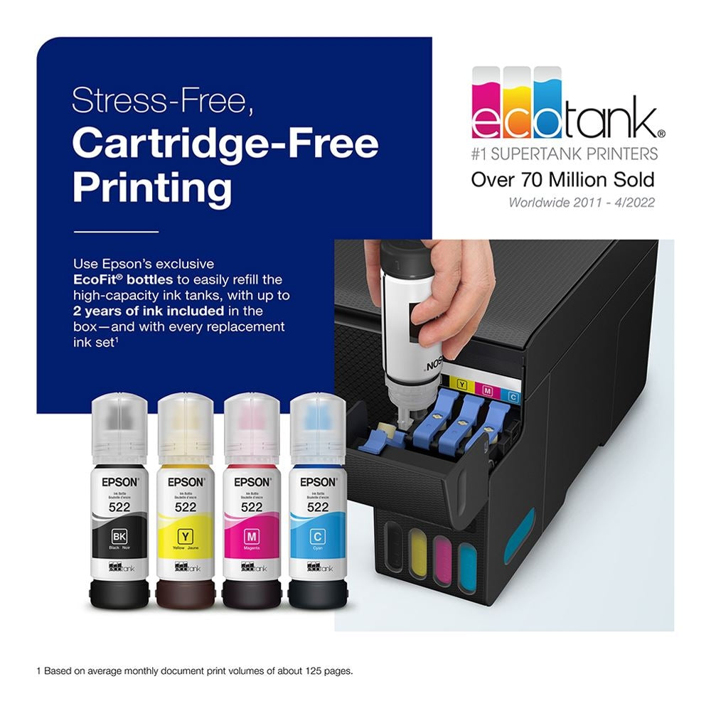 Epson - EcoTank ET-2400 Wireless Color All-in-One Cartridge-Free Supertank Printer with Scan and Copy - Black C11CJ67201
