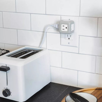 Philips 3-Outlet Grounded Cube Tap with Surge Protection - Gray: Outlet Extender Adapter