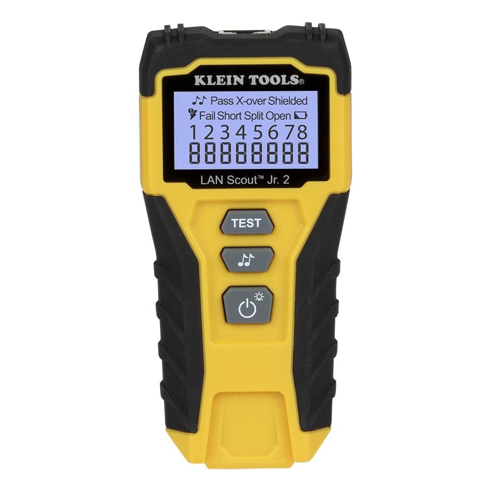 Klein Tools 80072 RJ45 Cable Tester Kit with LAN Scout Jr. 2, Coax Crimper/Stripper/Cutter Tool and Pass-Thru Modular Data Plug