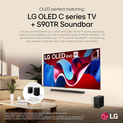 LG - 7.1.3-Channel S90TR Home Theater Soundbar with Wireless Subwoofer and Rear Speakers, Black