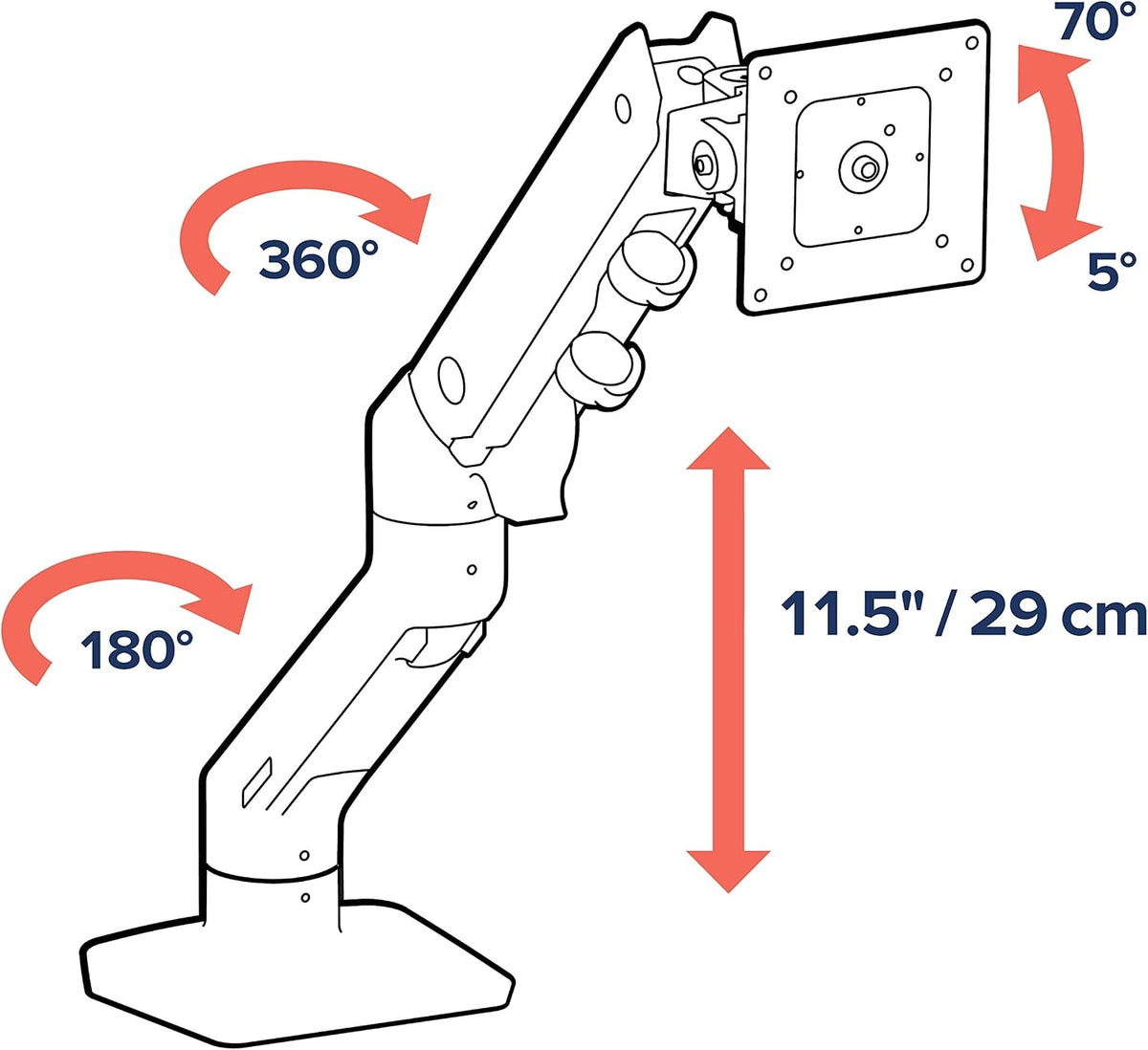 Ergotron HX Desk Monitor Arm for Displays up to 42 lb Matte Black 45-475-224