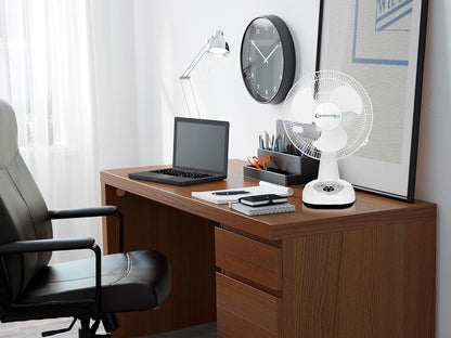 Technical Pro Portable 12" Rechargeable Oscillating Tabletop Fan with 9 Speeds Controls, LED Night light and Powerbank