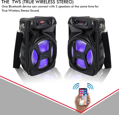 Technical Pro Rechargeable 8" Bluetooth LED Speaker with USB Card Inputs SPARK8